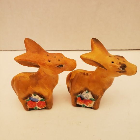 Vintage Donkey or Deer Floral Salt & Pepper Shaker Set - Picture 3 of 7